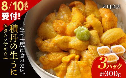 【2025年夏発送分】間も無く！今シーズン出荷終了！ムラサキウニ100g×3パック 1455140 - 北海道積丹町