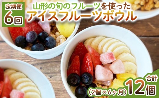 [定期便6回][山形の旬のフルーツ]を使った アイスフルーツボウル 2個×6ヶ月(計12個) FY25-262