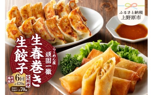【定期便】《6回・隔月配送》一徹堂・冷凍生餃子(60個)＆生春巻き(10本)セット