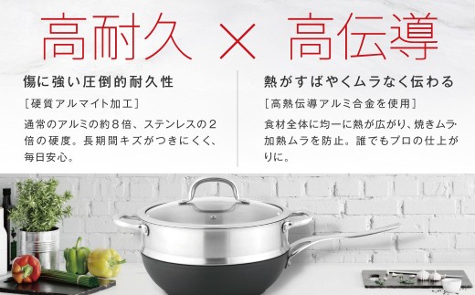 【SESORA by LINKFAIR】 26cm aluminum wokpan with steamer 【2年保証】