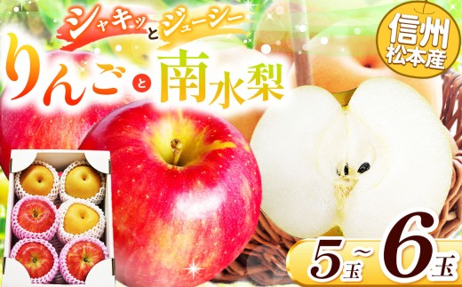 信州松本産　りんごと梨セット（5～6玉入り） │ 林檎 りんご リンゴ 梨 なし ナシ セット 果物セット 果汁 果物 秋 くだもの フルーツ 自然 旬 ご褒美 長野県 信州 松本 ふるさと納税 2245739 - 長野県松本市