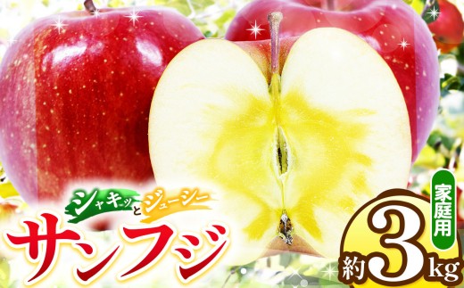 信州松本産　サンふじ　約3kg 家庭用（訳あり品） │ 林檎 りんご リンゴ サンふじ 果汁 果物 貴重 くだもの フルーツ 自然 旬 ご褒美 長野県 信州 松本 ふるさと納税 2245736 - 長野県松本市