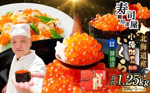 北海道加工 いくら醤油漬 計約1.25kg （約250g×5パック） いくら醤油漬け いくら イクラ 醤油漬 醤油漬け 冷凍