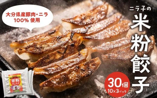 マジでうまい！モチモチすぎるニラ子の米粉ぎょうざ 大分県産豚肉・にら100%使用(ニラ醤油タレ付) 10個入り3パック 米粉 餃子 ギョーザ グルテンフリー もちもち 豚肉 にら ニラ醤油 ヘルシー ニンニク不使用 A02037 2199582 - 大分県大分市