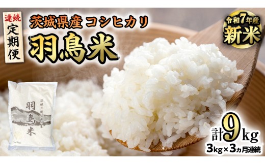 《全3回 定期便》《 令和7年産 先行予約 》 コシヒカリ 「幻の米 羽鳥米」 計 9kg (3kg × 3回)  筑波北麓秘蔵米 お米 ごはん 精米 コメ 白米 国産 茨城県 桜川市 限定 期間限定 数量限定 銘柄米 [AX013sa]
