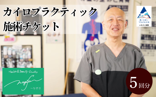 カイロプラクティック施術 (60分) 5回券 利用券 チケット 整体 マッサージ 小松市 新潟県 【Health＆Beauty Studio nagiSa～なぎさ】