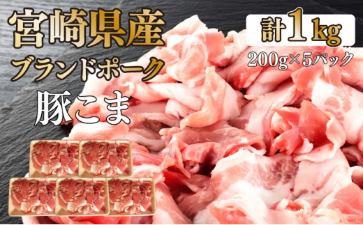 KU092-1【数量限定】宮崎県産豚こま切れ 計1kg(200g×5パック) 便利な個包装 【KU092】 2196034 - 宮崎県串間市