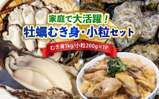 特選 牡蠣三昧！【生牡蠣】広島牡蠣 むき身1kg／がきんちょ200g×1パック 魚介類 海鮮 牡蠣 むき身 殻付き かき カキフライ カキ ギフト 広島県産 人気 送料無料 江田島市/株式会社門林水産 [XAO060]