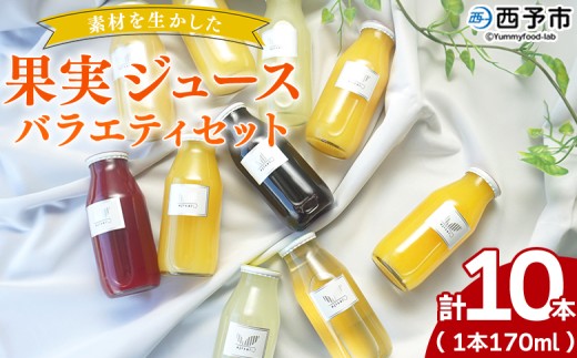 ＜素材を生かした果物ジュース バラエティセット 10本＞ 柑橘 フルーツ くだもの みかん ブルーベリー 梅 ゆず 飲料 果物 セット 詰め合わせ いろいろ 国産原料 特産品 株式会社味彩 愛媛県 西予市【常温】『2025年9月以降に順次出荷予定』