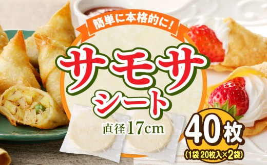 サモサシート　40枚（20枚×2袋）（生地のみ） インド料理 春巻きの皮 パイ 冷凍 時短 簡単 人気 パーティ 揚げ料理 焼き料理 生地 国産 薄生地 ご褒美 お家時間 手作り アレンジ おかず デザート 奈良県 生駒市 送料無料 2187985 - 奈良県生駒市
