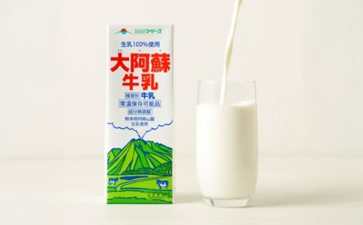 【全6回定期便】大阿蘇 牛乳 1000ml 紙パック(6本入) / 阿蘇 熊本 乳牛 生乳 牛乳 ミルク 無調整 自然 らくのう【合同会社 たべたせいか】 [BHBY025]