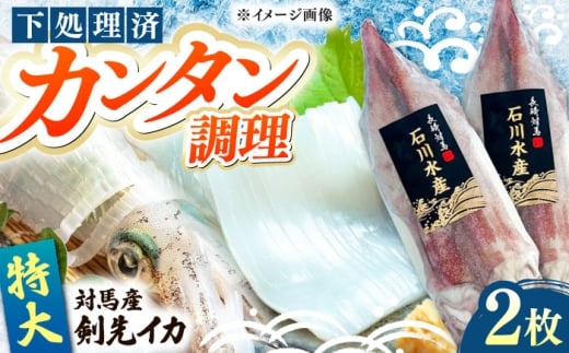 【特大】 剣先 イカ （ 生 冷凍 ）2枚 《対馬市》【石川水産】刺身 塩辛 鮮度抜群 海鮮 [WAB027]