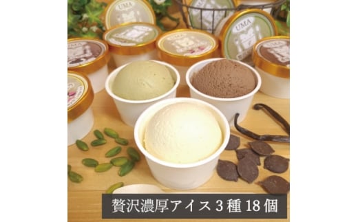 アイス職人の作るこだわり アイスクリーム 3種18個セット 90ml入り ピスタチオ チョコ バニラ【1577224】