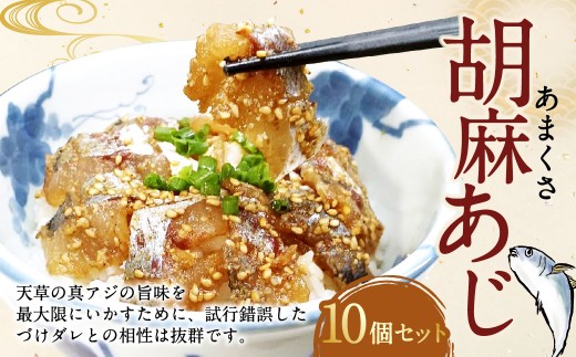 あまくさ胡麻あじ【10個セット】約80g×10個 合計約800g 真あじ 真アジ 鯵 冷凍 熊本県産 国産 九州 熊本県【発送不可日：毎年11月から翌年1月末】 2164696 - 熊本県上天草市