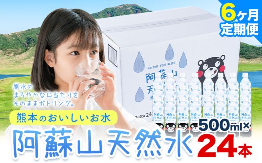 【6ヶ月定期便】水 熊本 の おいしい お水 阿蘇山 天然水数 500ml × 24本 丸富産業《お申し込みの翌月から出荷開始》熊本県 御船町 水 天然水 みず 熊本 飲料 熊本県 ミネラルウォーター
