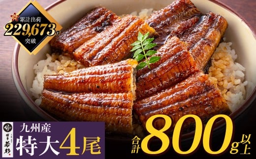 【累計22万尾突破！】国産うなぎ蒲焼特大サイズ4尾（計800g以上）鰻蒲焼用タレ・山椒付 うなぎ生産量日本一 鹿児島県産うなぎ 宮崎県産うなぎ 熊本県産うなぎ 国産鰻 鰻 うなぎ蒲焼き うな重 ひつまぶし 鰻 ウナギ 蒲焼 人気 鰻 おすすめ タレ 山椒 うなぎ 4尾 特大 福智町うなぎ 人気 1位 U61