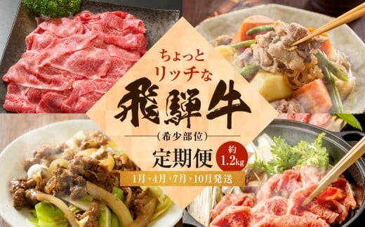 ちょっとリッチな飛騨牛（希少部位）【1月・4月・7月・10月発送】定期便 4回  | みすじ ウデ すき焼き しゃぶしゃぶ  希少部位 和牛 国産牛 冷凍 飛騨高山 飛騨牛のこもり FC108 2172848 - 岐阜県高山市