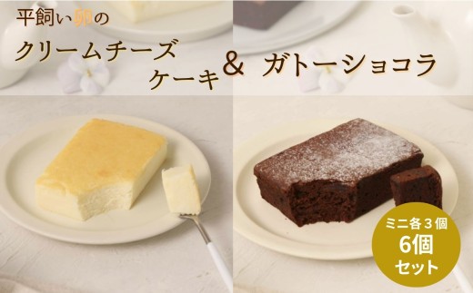 平飼い卵と米粉を使った クリームチーズケーキ＆ガトーショコラ 【ミニ】 6個セット | クリームチーズケーキ クリームチーズ チーズ ケーキ ガトーショコラ 米粉 平飼い卵 卵 冷凍 セット 6個 ミニ 穴太商店 あのう 千葉県 君津市 きみつ 2236053 - 千葉県君津市
