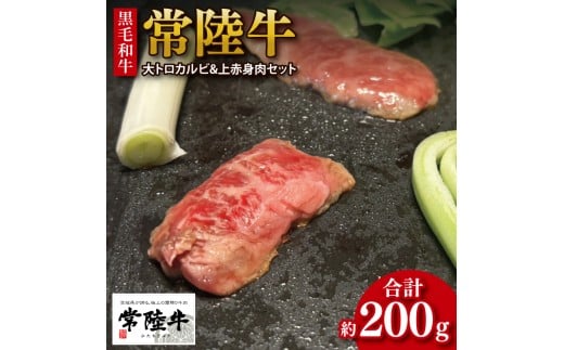 【数量限定】【最短7日発送】黒毛和牛 常陸牛 大トロカルビ(約100g) 上赤身肉(約100g)セット｜肉 牛肉 和牛 国産 茨城県産 すぐ 届く(HI-1) 2333307 - 茨城県行方市