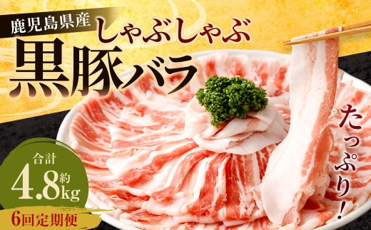 [6回定期便]鹿児島県産 黒豚バラ しゃぶしゃぶ 合計4.8kg(800g×6回) 黒豚 豚肉 豚バラ 肉 お肉 GS-207