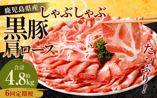 [6回定期便]鹿児島県産 黒豚 肩ロース しゃぶしゃぶ 合計4.8kg(800g×6回) 黒豚 豚肉 豚バラ 肉 お肉 GS-614