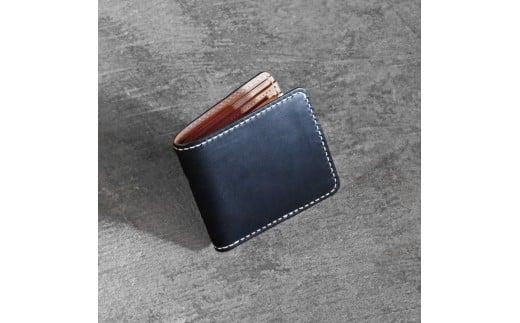 栃木レザー使用｜滑らか本革二つ折り財布｜Half wallet 01｜ブラック｜minca（全4色）