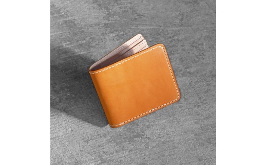 栃木レザー使用｜滑らか本革二つ折り財布｜Half wallet 01｜キャメル｜minca（全4色）