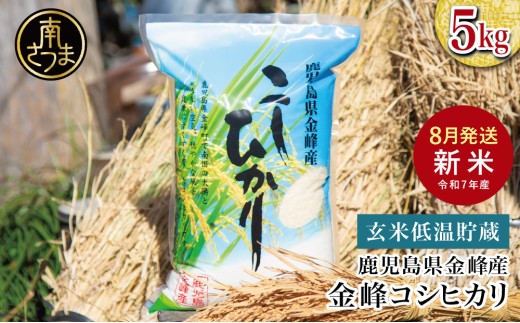 ＜ 令和7年産 ＞ 【8月発送】 鹿児島県南さつま市産「金峰コシヒカリ」5kg 【玄米低温貯蔵・白米でお届け】超早場米 早期米 こしひかり 白米 九州産 鹿児島県産 お米 コメ おこめ 5キロ  松木のお米直販 南さつま市