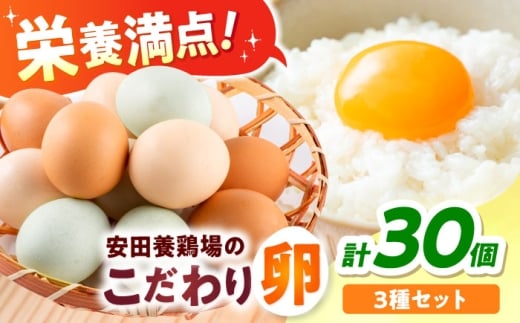 安田養鶏場の卵 3種セット しおさい アトムくん タフラン 30個入り（各10個入り） 横須賀市 産地直送 たまご 黄身 濃厚 卵 玉子 タマゴ 鶏卵  【安田養鶏場】 [AKHN006]
