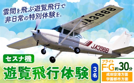 セスナ機遊覧飛行体験 3名 フライトF・G（約30分コース） 新中央航空株式会社《30日以内に出荷予定(土日祝除く)》茨城県 河内町 セスナ 飛行体験 1466937 - 茨城県河内町