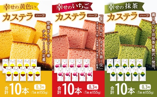 【味が選べる】 長崎カステラ ハーフ 0.3号 10本 モンドセレクション金賞受賞カステラ