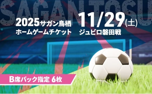チケット 2025サガン鳥栖ホームゲームチケット(B席バック指定 6枚) 11/29(土) ジュビロ磐田戦 サッカー 観戦 観戦チケット イベント 鳥栖市 サガン鳥栖