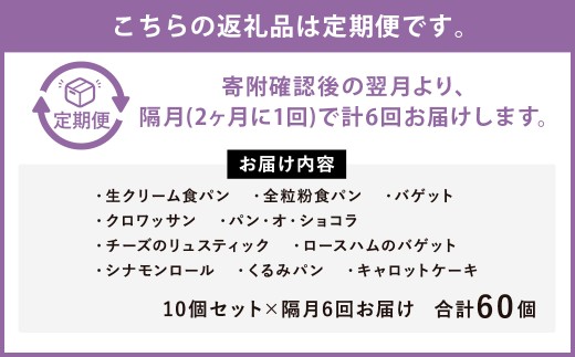 【隔月6回定期便】konaの日々のパン10個セット
