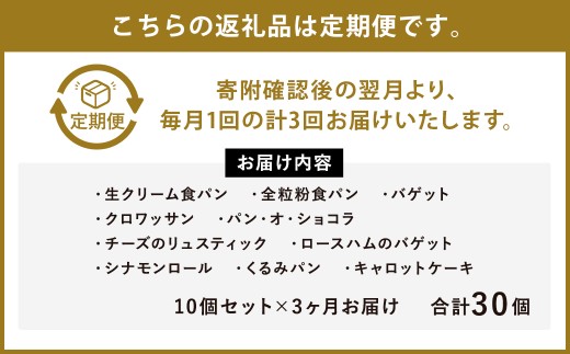 【3ヶ月定期便】konaの日々のパン10個セット