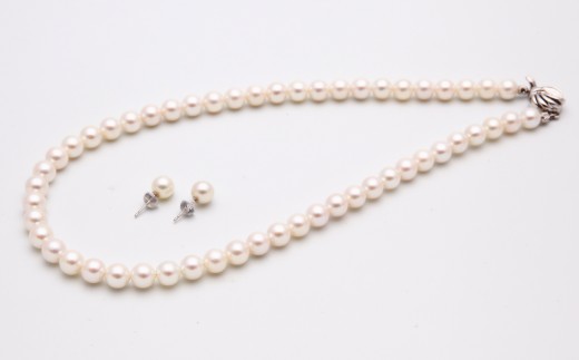 あこや真珠 (7.5－8mm珠) ネックレス & ピアス セット