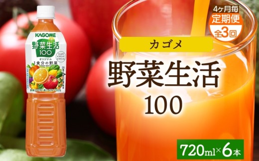 【定期便】4ヵ月毎全3回野菜生活100 オリジナル 720mlPET ns038-062 【ペットボトル 野菜 果実 オリジナル ミックスジュース β-カロテン フルーティー KAGOME】 2242923 - 栃木県那須塩原市