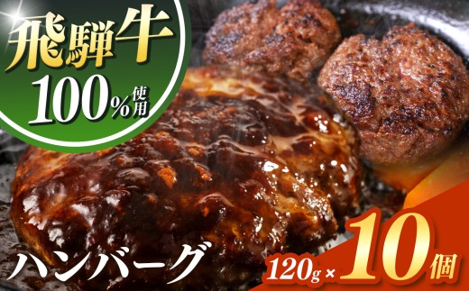 飛騨牛 100% ハンバーグ 120g 10個 | 冷凍 牛肉 和牛 国産 国産牛 岐阜 北方町 ハンバーグ 肉 お肉 肉汁 うまみ うま味 旨味 2209468 - 岐阜県北方町