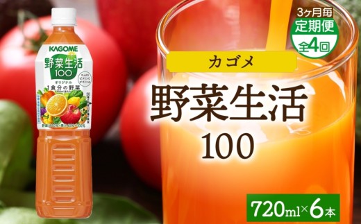 【定期便】3ヵ月毎全4回野菜生活100 オリジナル 720mlPET ns038-063 【ペットボトル 野菜 果実 オリジナル ミックスジュース β-カロテン フルーティー KAGOME】 2242924 - 栃木県那須塩原市