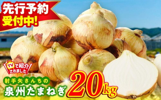 【先行予約】射手矢さんちの泉州たまねぎ 20kg【玉ねぎ タマネギ 玉葱 甘い 野菜 国産 期間限定 オニオン スライス サラダ カレー シチュー バーベキュー BBQ 肉じゃが TVで紹介！】