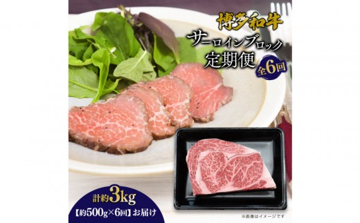 博多和牛 サーロインブロック 定期便全6回 計約3kg(約500g×6回) 2101073 - 福岡県大川市