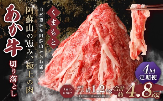 【 4回 定期便 】くまもと あか牛 切り落とし 1.2kg