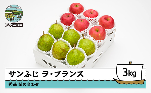 サンふじ & ラ・フランス 詰め合わせ 秀品 3kg 化粧箱入 詰め合わせ 令和7年産 2025年産 12月上旬~1月中旬頃発送 送料無料 りんご リンゴ 洋梨 西洋梨 ラフランス 果物 フルーツ アソート ギフト 山形県産 送料無料 ※沖縄・離島への配送不可 ns-fsrlx3 2197594 - 山形県大石田町