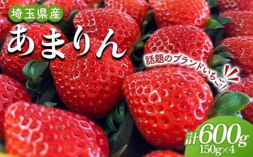 ≪先行予約≫埼玉県産 いちご あまりん 150g×4パック 2026年1月上旬から順次発送 苺 いちご ストロベリー 冬 果実 果物 くだもの フルーツ 話題 ブランド 甘い あまい  デザート 贈答 贈り物 プレゼント ギフト 家庭 自宅 埼玉県 本庄市 F5K-538																		 2259836 - 埼玉県本庄市