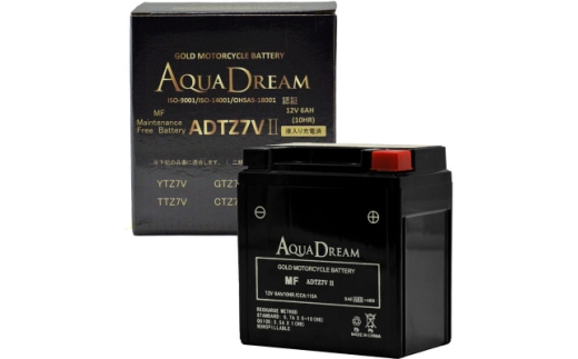 AQUADREAM GOLD バイク用バッテリー 液入充電済 ADTZ7V II 1個【1641566】 2217243 - 奈良県天理市