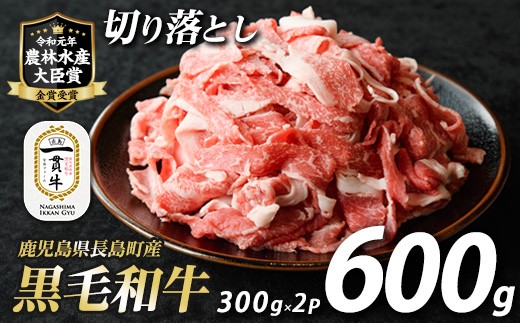 鹿児島県長島町産 黒毛和牛切り落とし (計600g・300g×2P) 牛肉 切り落とし 小分け 黒毛和牛 鹿児島 和牛 切り落とし 牛切り落とし 【宮路ファーム】f-miyaji-1389R7