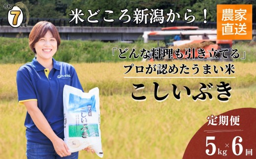 【2026年3月初回発送】令和7年産新米予約【定期便】プロが認めたうまい米『こしいぶき』5kg×6回 計30kg 新潟県糸魚川産 農家直送 2025年産 あぐ里能生【米 お米 こめ コメ ご飯 ライス ふるさと納税米 ブランド米 おすすめ ギフト 5キロ 精米 白米 6ヶ月 6か月 6回 毎月お届け 選べる配送月 先行予約】