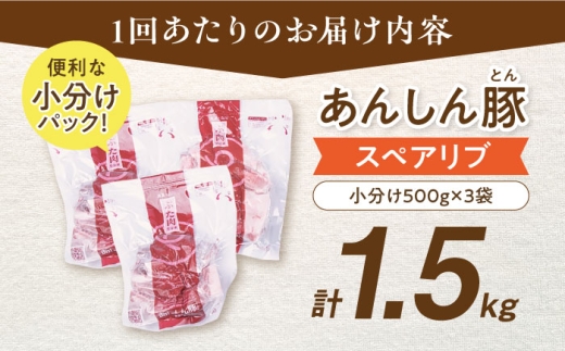 6回 定期便 あんしん豚 スペアリブ 1.5kg 豚肉 小分け 国産 白川町 国産 豚 