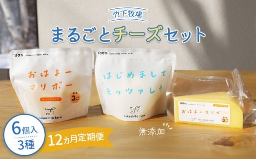 竹下牧場 takeshita farm【定期便12ヶ月】まるごとチーズセット 計560g
