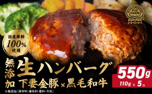 ハンバーグ 無添加 550g (110g×5個) 下妻金豚 黒毛和牛[農場直営店]肉屋のこだわり 生ハンバーグ[ぶぅーぶーブランド][ハンバーグ 無添加 和牛 黒毛和牛 はんばーぐ 牛肉 豚肉 ブタ ぶた肉 個包装]