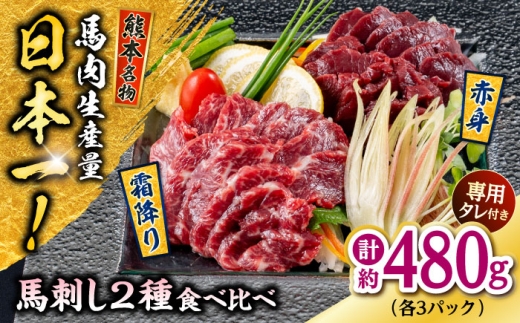 熊本 馬刺し 2種（赤身/霜降り） 計約480g 各種3P 馬肉【株式会社 千興ファーム】 [AYAF110] 2226780 - 熊本県合志市